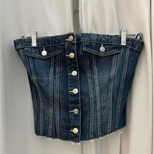 ZARA Denim Corset Top with Button Front Size L